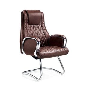 3406 fauteuil visiteur dossier haut ys1207c en pu marron c54 pied chrome.jpg